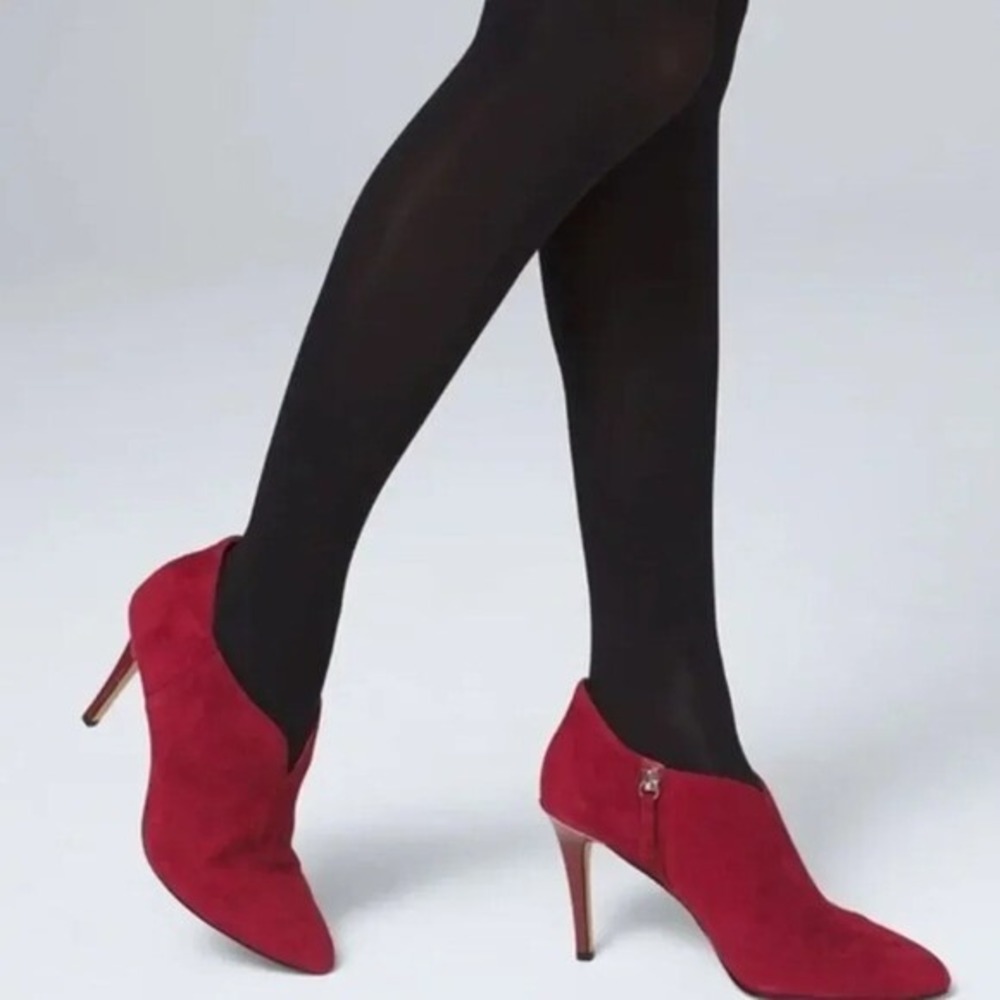 White House Black Market Suede Ankle Boots Booties Pointed Toe Red 9.5M - Picture 6 of 10